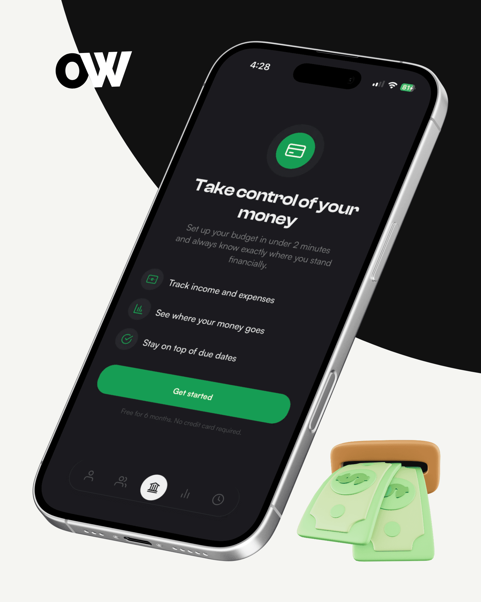 Oweize expense splitting app showing group balances and recent expenses