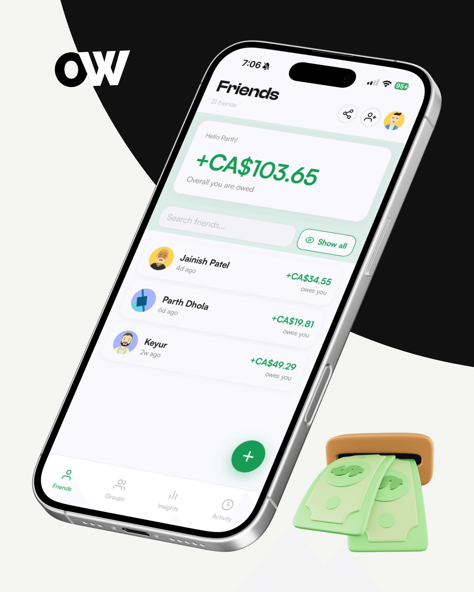 Oweize app screenshot